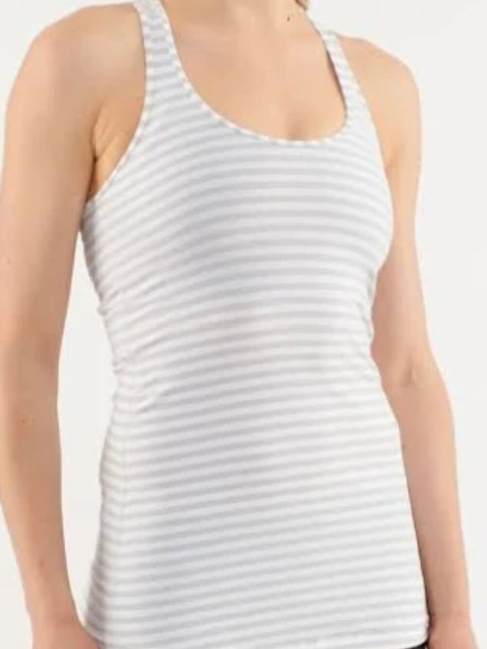 Lululemon silver/white racerback casual striped tank size 6